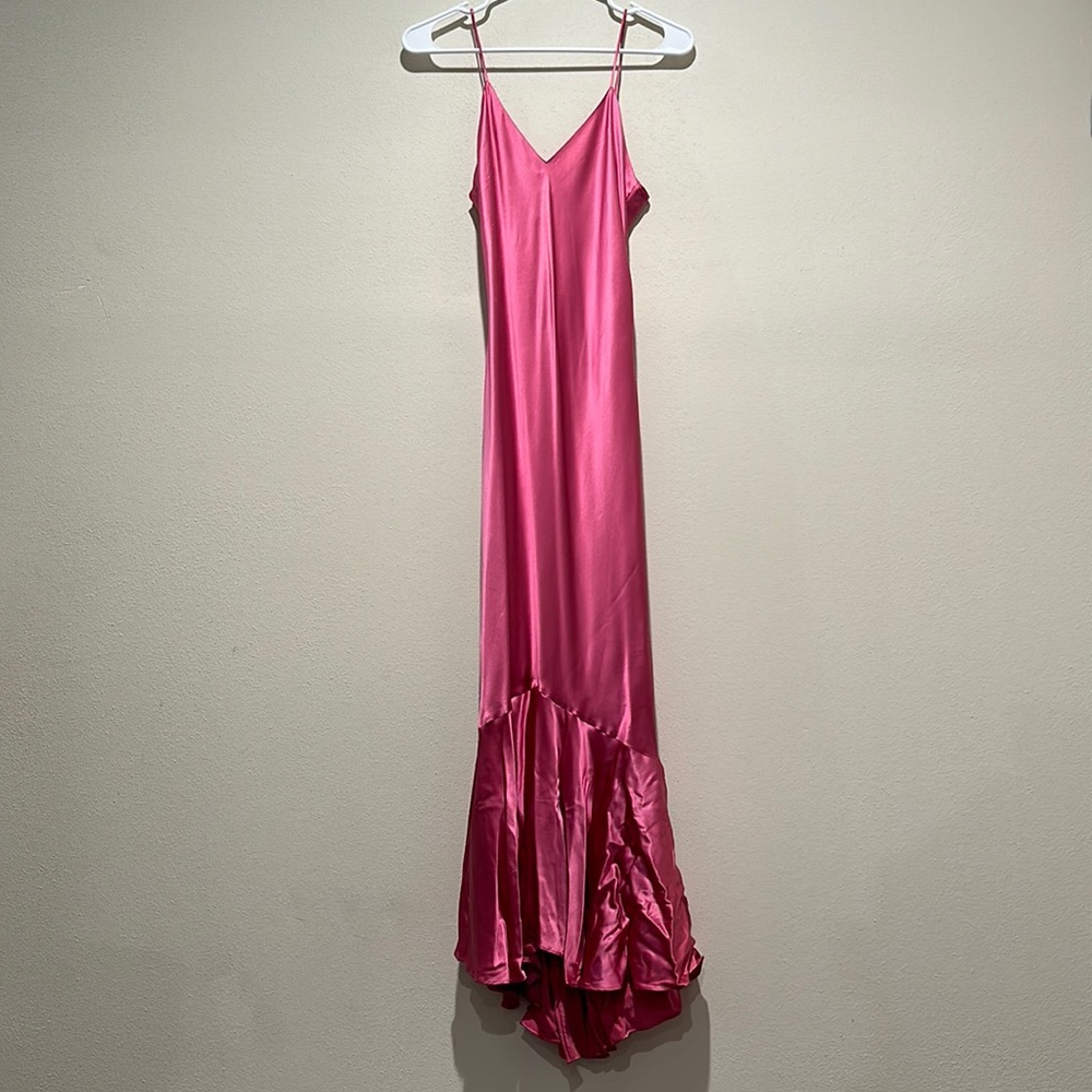 Vintage 100% Silk Pink maxi Dress size M